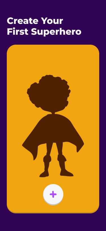 The firs screen in V1 one of Superland, where users are prompted to create a hero.